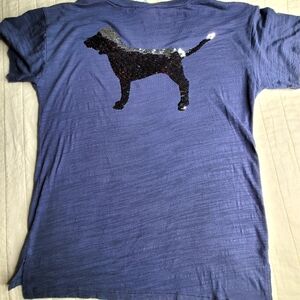 Victoria's Secret rainbow sequin dog vneck oversized shirt XS